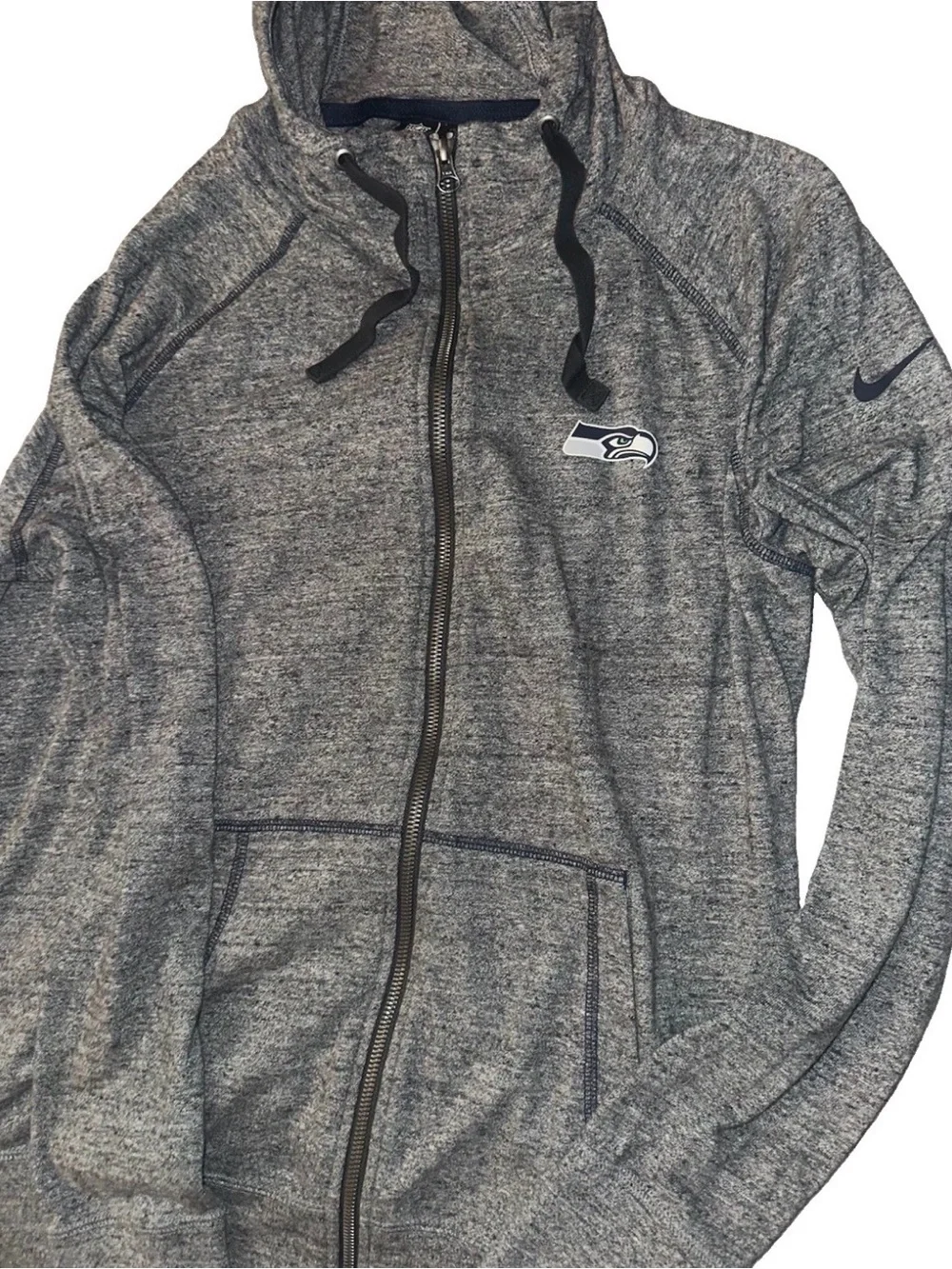 Nike Gray Heather Full-Zip Hoodie with Seahawks Logo